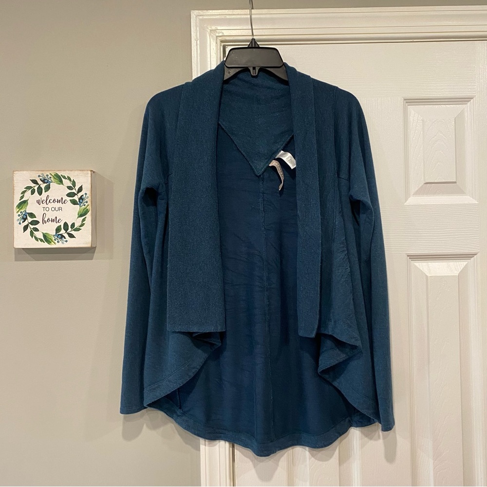 Athleta Nirvana Wear Two Ways Wrap Cardigan Dark Vista Teal Blue XS Womens